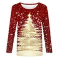 thumbnail image 3 of Long Sleeve Shirts for Womens 2025 Christmas TShirts Casual Trendy Xmas Tree Printing Blouses Soft Crewneck Christmas Shirt Pullover Tops, 3 of 9