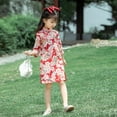 thumbnail image 2 of Otqutp Toddler Girls Chinese Retro Qipao Dress Flower Embroidery Short Sleeve Cheongsam for New Year Cute Elegant 𝗧ang Suit, 2 of 8