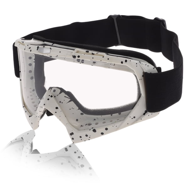 Gafas de motocicleta únicas para montar, gafas de ciclismo con lentes claros, marco negro y blanco