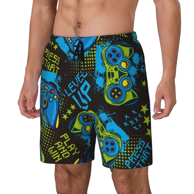 Fotbe Play Game Traje de Baño para Hombre – Shorts de Natación de Secado Rápido con Forro y Bolsillos-Medium