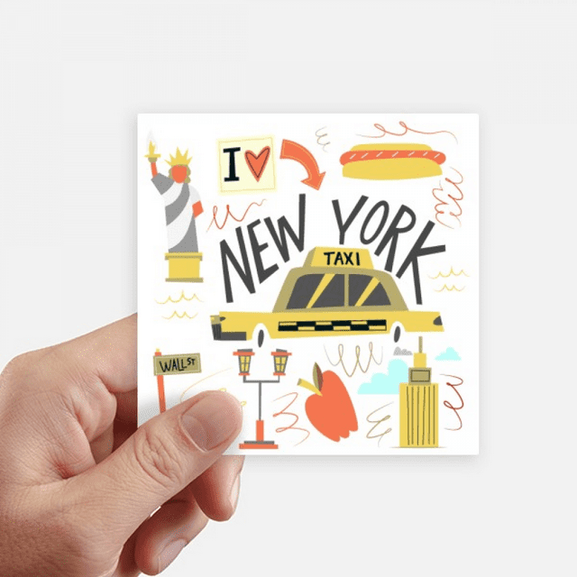 America New York City Liberty Illistration Sticker Square Waterproof Stickers Wallpaper Car Decal
