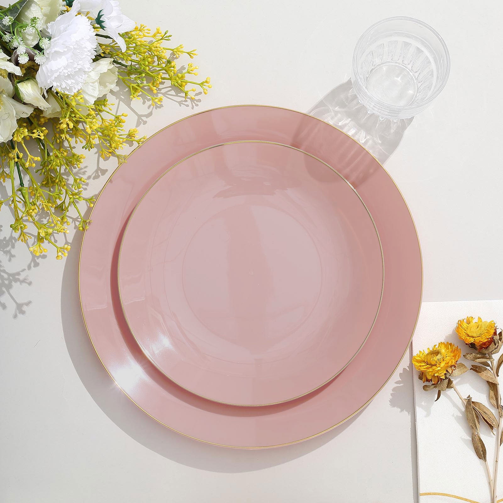 Efavormart 10 Pack | 8" Glossy Dusty Rose Round Plastic Dinner Plates ...