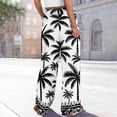thumbnail image 7 of Petite Boho Print Palazzo Pants for Women High Waist Wide Leg Dressy Beach Vacation Trousers Gray S, 7 of 7