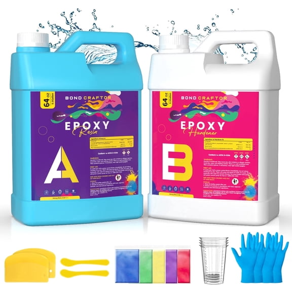 Bond Craftor Epoxy Resin Kit, Crystal Clear, Food Safe, UV Resistant, 1 Gallon