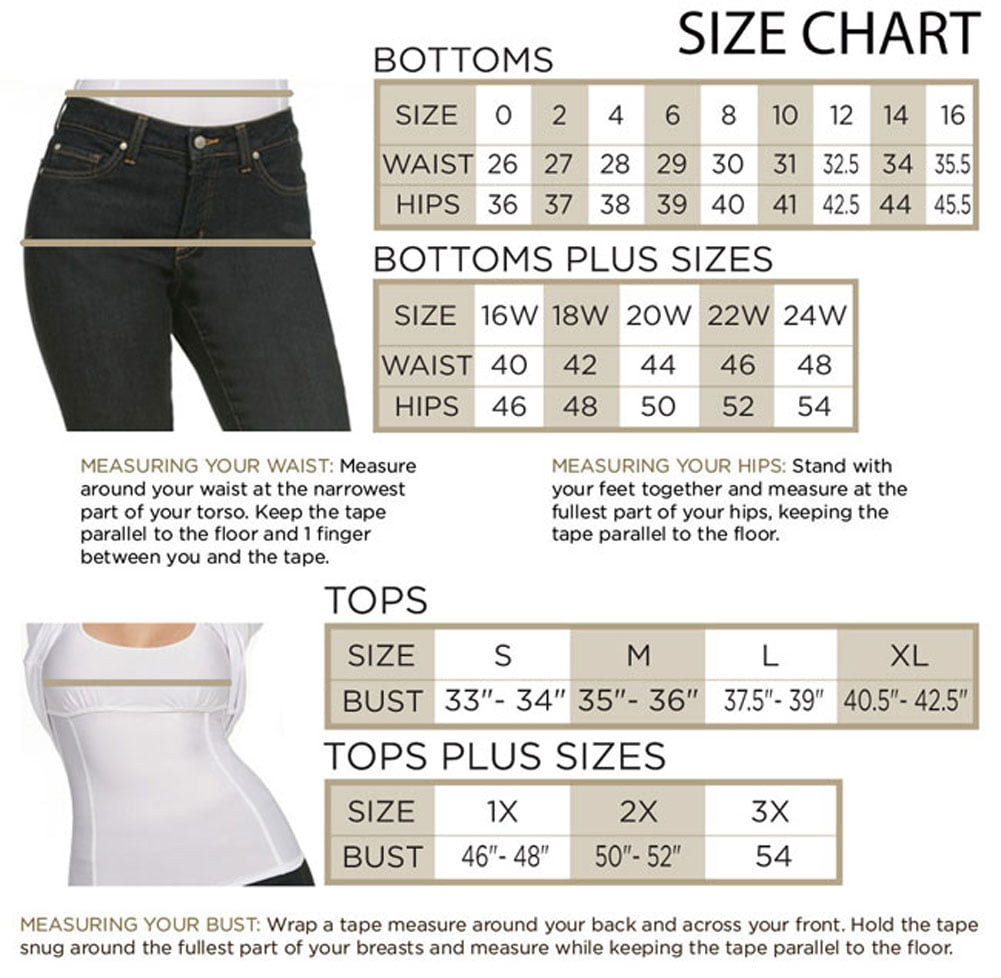 Miraclebody Jeans Size Chart
