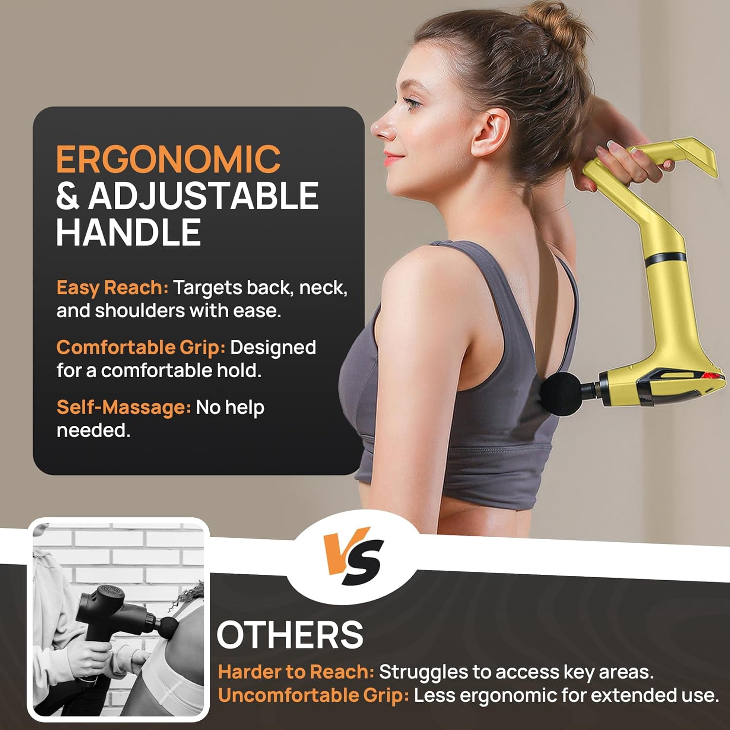 Deep Tissue Massage Gun with Belt & Handle, 12 Speeds LCD Screen, Quiet Motor for Muscle Recovery