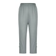 thumbnail image 4 of Bigersell Women Athletic Pants Women's Summer High Waisted Solid Color Capris Matching Slim Fitting Yoga Gym Pants Gray m, 4 of 7