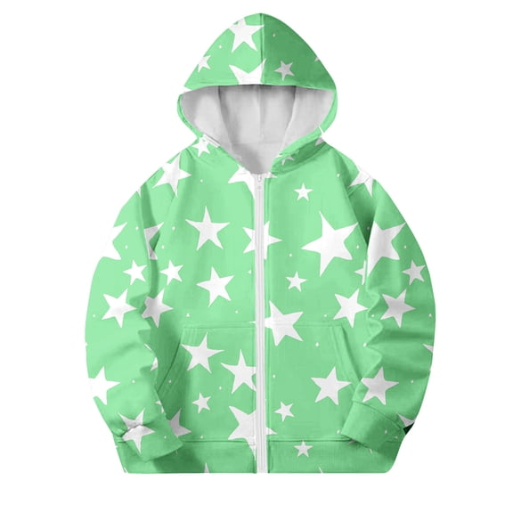 SELONE Hooded Jackets for Girls with Pockets Hooded Lightweight Zipper Long Sleeve Fall Winter Outwear Green 7 Years