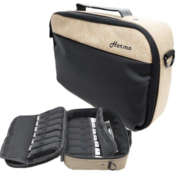 Harmo Pro Harmonica Carry Case - Storage & Display Hard Case for Seydel, Suzuki, Hohner, Lee Oskar - Fits Any Harmonica - Designe
