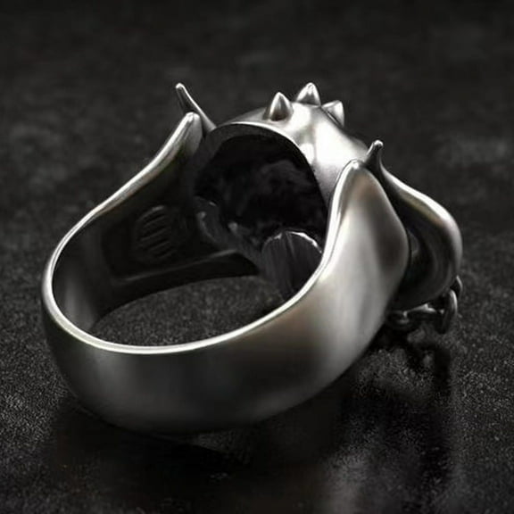 Punk Style And Locomotive Black Exaggerated Skull Ring