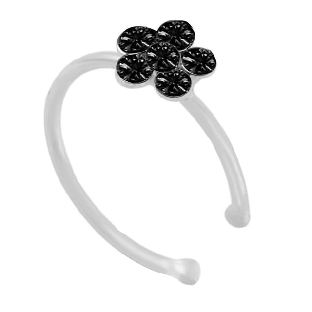 Visland Bague de Nez pour Femmes en Forme de Fleur Incrustée de Strass, Bijou de Perçage Corporel