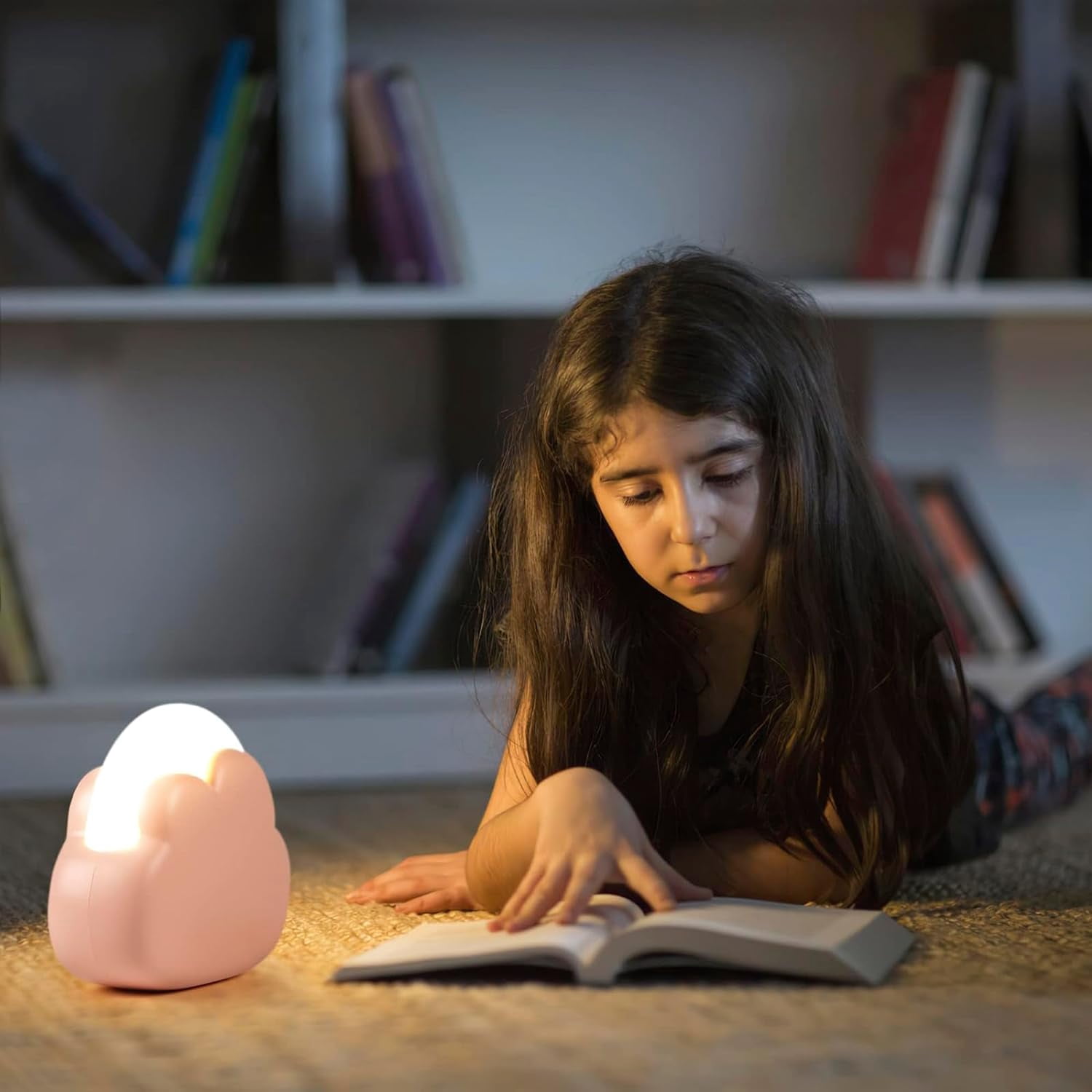 LINLIN Cute Cloud Night Light, Baby Night Light Kids Lamp for Bedroom, Portable USB Rechargeable Kid LED Dimmable Nightlight, Adjustable Bedside Lamp with Warm and White Light