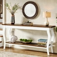 thumbnail image 3 of Tribesigns 2-Tier Vintage Console Table,70.9 Inches Long Sofa Table for Living Room, White & Brown, 3 of 7