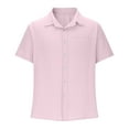 thumbnail image 6 of DPTALR George Men's Cotton Linen Short Sleeve Shirts,Casual Lightweight Button Down,Vacation Beach Summer Tops with Pocket,Pink,Big and Tall Men XXL, 6 of 7