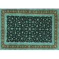 thumbnail image 1 of Ahgly Company Machine Washable Indoor Rectangle Persian Turquoise Blue Traditional Area Rugs, 6' x 9', 1 of 4