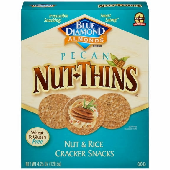 Blue Diamond Pecan Nut Thins Cracker Snacks 4.25 oz (Pack of 5)