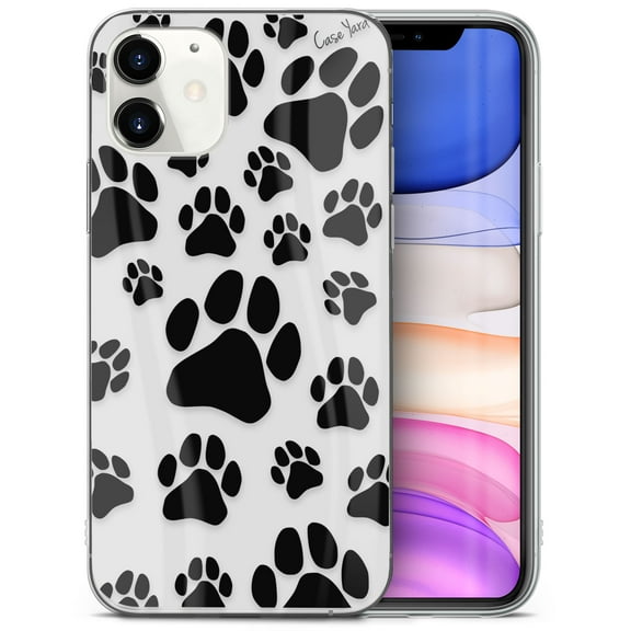 Case Yard iPhone-12-Mini Case Clear Soft & Flexible TPU Ultra Low Profile Slim Fit Thin Shockproof Transparent Bumper Protective Cover Drop Protective Cell Phone Cases (Paws)
