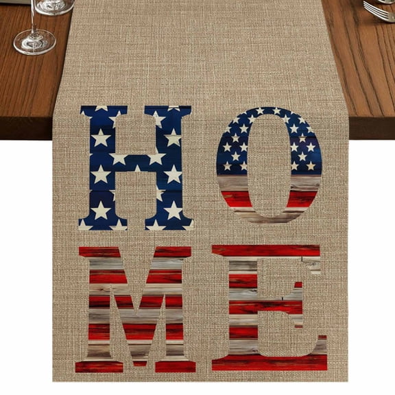 Table Runners 60 Inches Long Dress Scarves, Beige Vintage Farmhouse Kitchen/Dining Table Runner, Small Coffee Tablerunners, American Flag Farmhouse Retro Art Rustic 13x60 Inch