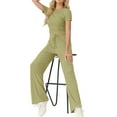 thumbnail image 5 of MINTREUS Lounge Sets for Women Short Sleeve Tops Wide Leg Pants Comfy Loungewear Two Piece Outfits with Pocketed, 5 of 6
