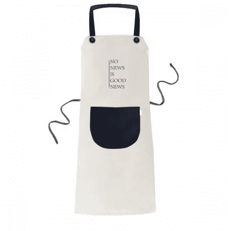 

No News Good News Art Deco Fashion Apron Adjustable Bib Cotton Linen BBQ Kitchen Pocket Pinafore
