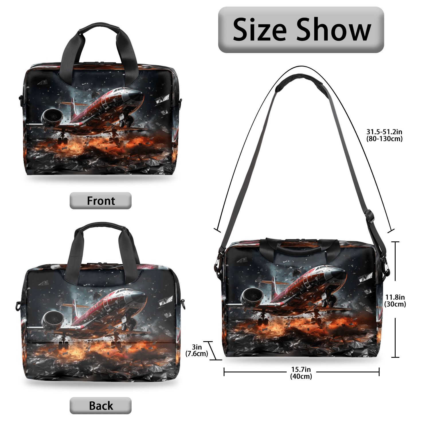 Herdesigns Retro Airplane Laptop Bag for Women Men, Computer Case Briefcase Messenger Bags, 15-15.6 inch Laptop Sleeve Shoulder Bag