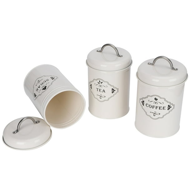 Lata Sellada, Blanco Cremoso, 3 Piezas/juego De Accesorios De Cocina, Bote De Té, Para Té, Azúcar, Café