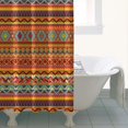 thumbnail image 5 of Small Stall Narrow Shower Curtain 36"W x 72"L – Tropical Bohemian Leaves, Mid-Century Abstract Boho Botanical Bathroom Decor, Vintage Floral Palm Leaf Pattern, Rustic Tribal Folk Style, 5 of 5