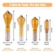 thumbnail image 2 of Juego de 4 brocas avellanadoras de acero dorado en 4 tamaños. Herramientas de precisión para perforar metales. Kit de brocas avellanadoras de alta velocidad., 2 of 7