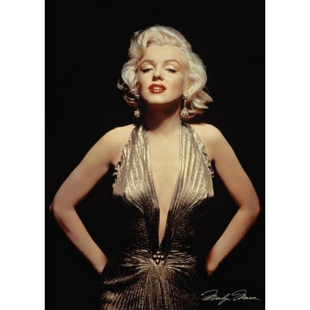 Marilyn Monroe Gold Dress Red Lips Blonde Hollywood Sex Symbol Actress Legend Poster - 24x36