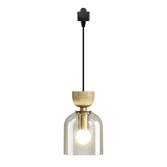 Kiven H-Type Track Lighting, 1-Light Modern Halo Track Pendant Light with Glass Lampshade, Track Light Pedant, Cord length 39.4", E26 Socket