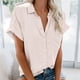 thumbnail image 1 of ICHUANYI Clearance Fashion Woman Causal Button Solid Blouse Short Sleeve T-Shirt Summer Tops(Khaki, XXL) ICHUANYI WER2023080711683, 1 of 6