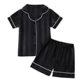 thumbnail image 3 of Gubotare Toddler Baby Girl Summer Pajamas Set Striped Short Sleeve Tops and Shorts 2 Piece Sleepwear Nightgown Pjs Outfit 12 18 Months (Black,12-18 Months), 3 of 4