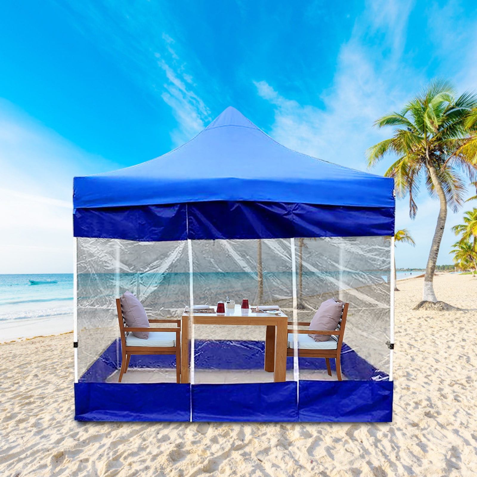 Gnmfd Outdoor 210D Rainproof Tent Shade Cloth with Window 3x2 Meters, Inflatable Waterproof Windproof Canopy Cover for Camping Picnic Backyard Garden Outdoor Activities Use