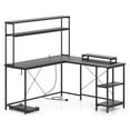 thumbnail image 6 of Resenkos Reversible L-Shaped Gaming Desk with LED Strip, Power Outlets, and Hutch - Black, 6 of 8