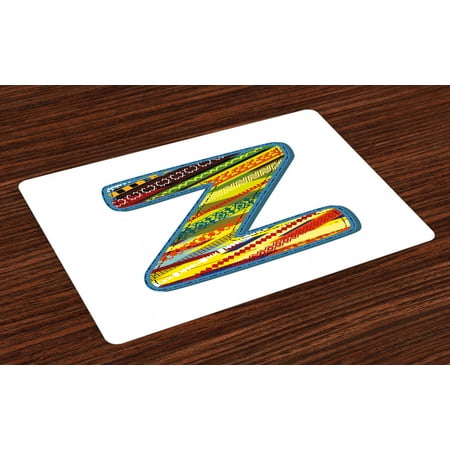 

Letter Z Placemats Set of 4 Z Letter Celebration First Name of Birthday Girls Boys with Ethnic Ornament Forms Washable Fabric Place Mats for Dining Room Kitchen Table Decor Multicolor by Ambesonne