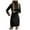 Black, variant on Women's Solid Slim Fit Long Sleeve Sweater Dress - Knitted Lapel, Slit Hem - Polyester Spandex for Fall/Winter