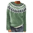 thumbnail image 1 of Wiyuqeen Chandails Tricotés à Blocs de Couleur pour Femmes à Manches Longues, Chandail à Motif Fair Isle, Col Rond, Chandails Vintage, Chandails Raglan d'Automne, 1 of 6