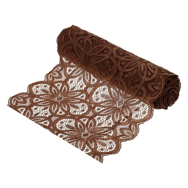 Unique Bargains Lace Ribbon 10 Yards 7 Inch Lace Flower Trim for Craft Headbands Wedding Dark Brown