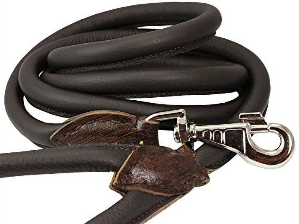 Dogs My Love 6ft Long Round Genuine Rolled Leather Dog Leash (Large: 1/2", Brown)