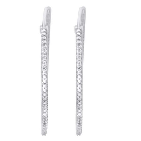Round Cut White Cubic Zirconia Hoop Earring In 14k Gold Over Sterling Silver 0 07 Cttw Round Cut White Cubic Zirconia Hoop Earring In 14k Gold Over Sterling Silver 0 07 Cttw