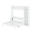 thumbnail image 6 of Harper & Bright Designs Full Size Murphy Bed with Bookshelf, Wooden Full Cabinet Bed Wall Bed with Desk, Folding Wall Chest Bed for Guest Room Office, White, 6 of 10