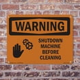 thumbnail image 5 of Shutdown Machine Before Cleaning With Symbol OSHA WARNING Rigid Plastic Sign 18 Inch x 12 Inch - 10 Pack, 5 of 8