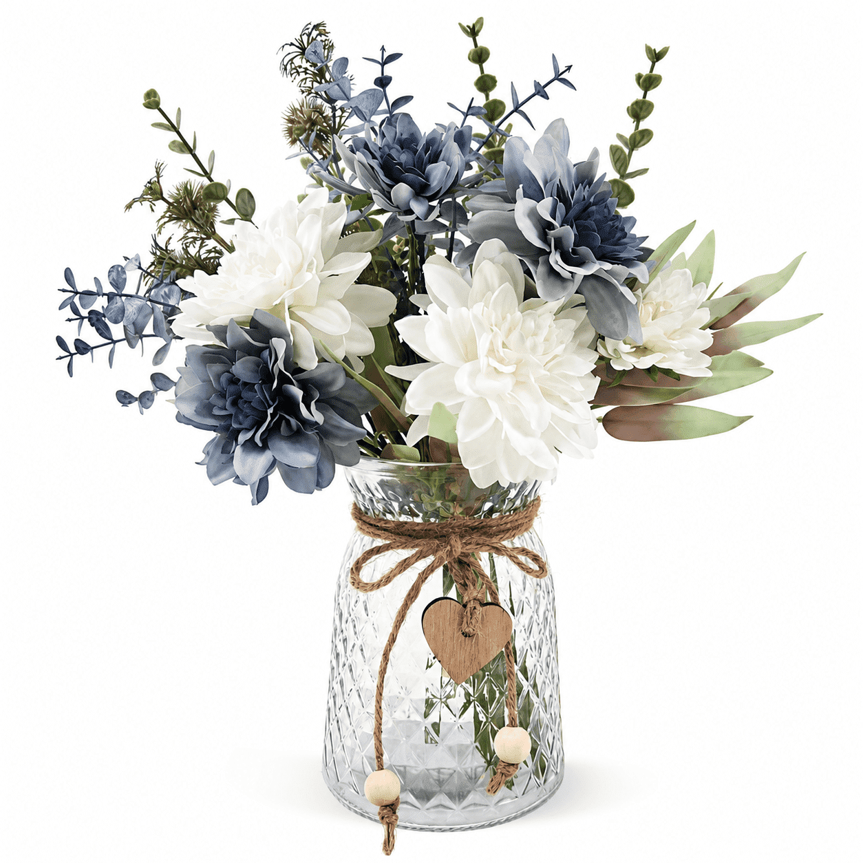 Artificial Flowers in Vase ,Flower Centerpieces for Table ,Fake Flowers with Vase for Dining Room, Kitchen Table Coffee Table Decor