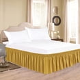 thumbnail image 3 of HEIBINWrap Around Bed Skirts for King & Cal King Beds 21 Inches Drop, Gold Elastic Dust Ruffles Easy Fit Wrinkle & Fade Resistant Silky Luxurious Fabric Solid Machine Washable, 3 of 7