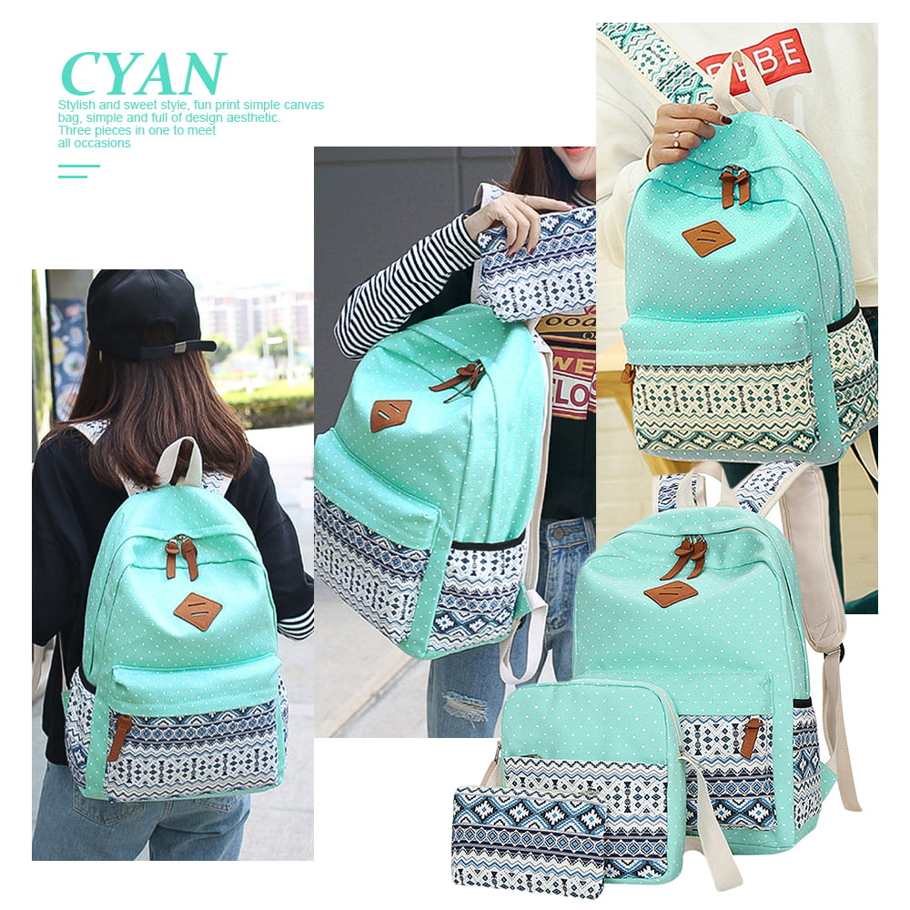 3Pcs SET Women bag Backpack Girl School Shoulder Bag Rucksack Canvas Travel bags