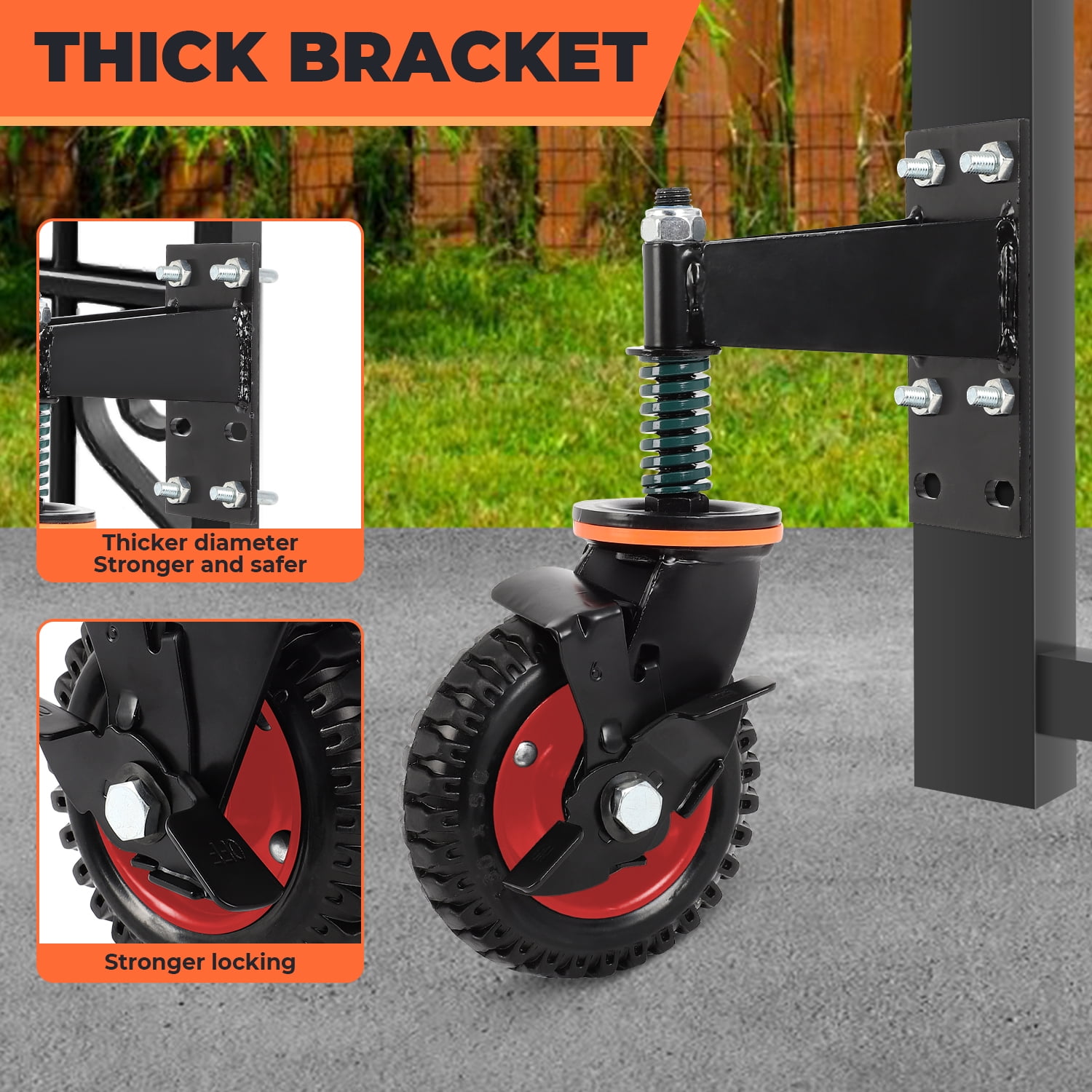 2 Pack 6inch Gate Casters Gate Wheel for Metal Tube Gate Wooden Fence Gate, 500lb Capacity