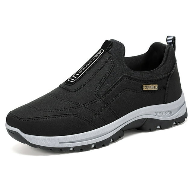 Kcodviy Chaussures pour Hommes 2025 Automne Chaussures en Toile à Enfiler pour Hommes Décontractées Nouvelles Bout Rond Polyvalentes Chaussures en Cuir pour Hommes Décontractées à Enfiler Chaussures de Randonnée Semelle Souple Version Coréenne Chaussures Décontractées Légères