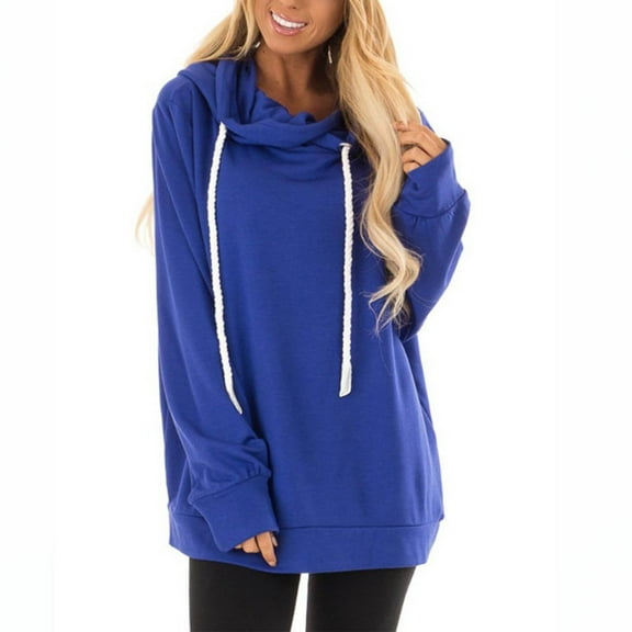 Itsame Womens Sweatshirts, Long Sleeve Solid Color Plus Size Casual Pullover Tops Blue S-3XL