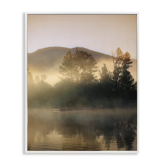 Stupell Industries Cottage Dock in Foggy Lake White Framed Giclee Art, 16 x 20, by Carol Robinson