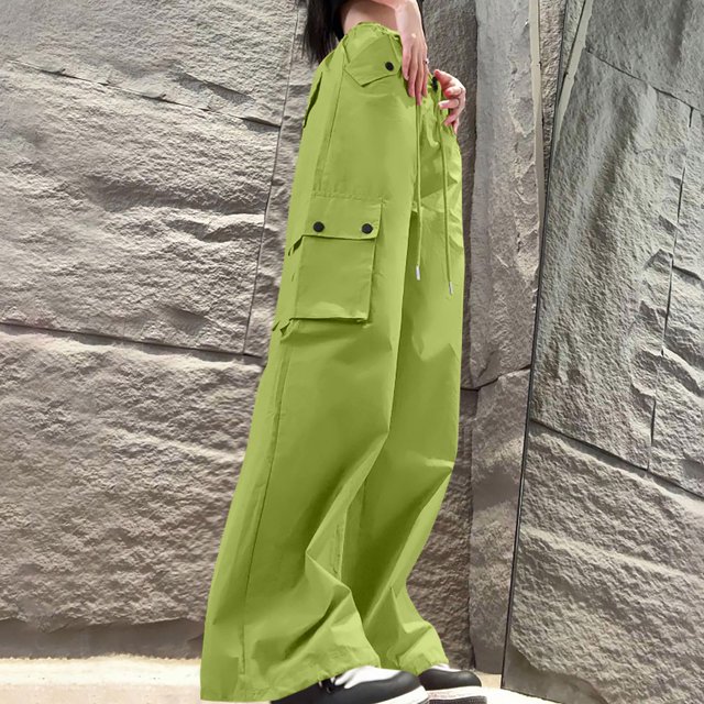 Jienlioq Summer Savings Clearance Deals Wome Button Pocket Drawstring Solid Color High Waisted Wide Legs Overalls Full Length Pants